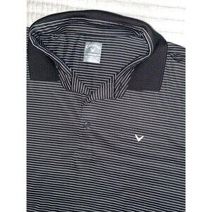 Callaway Opti-Dri Black/White Strip Polo 2X